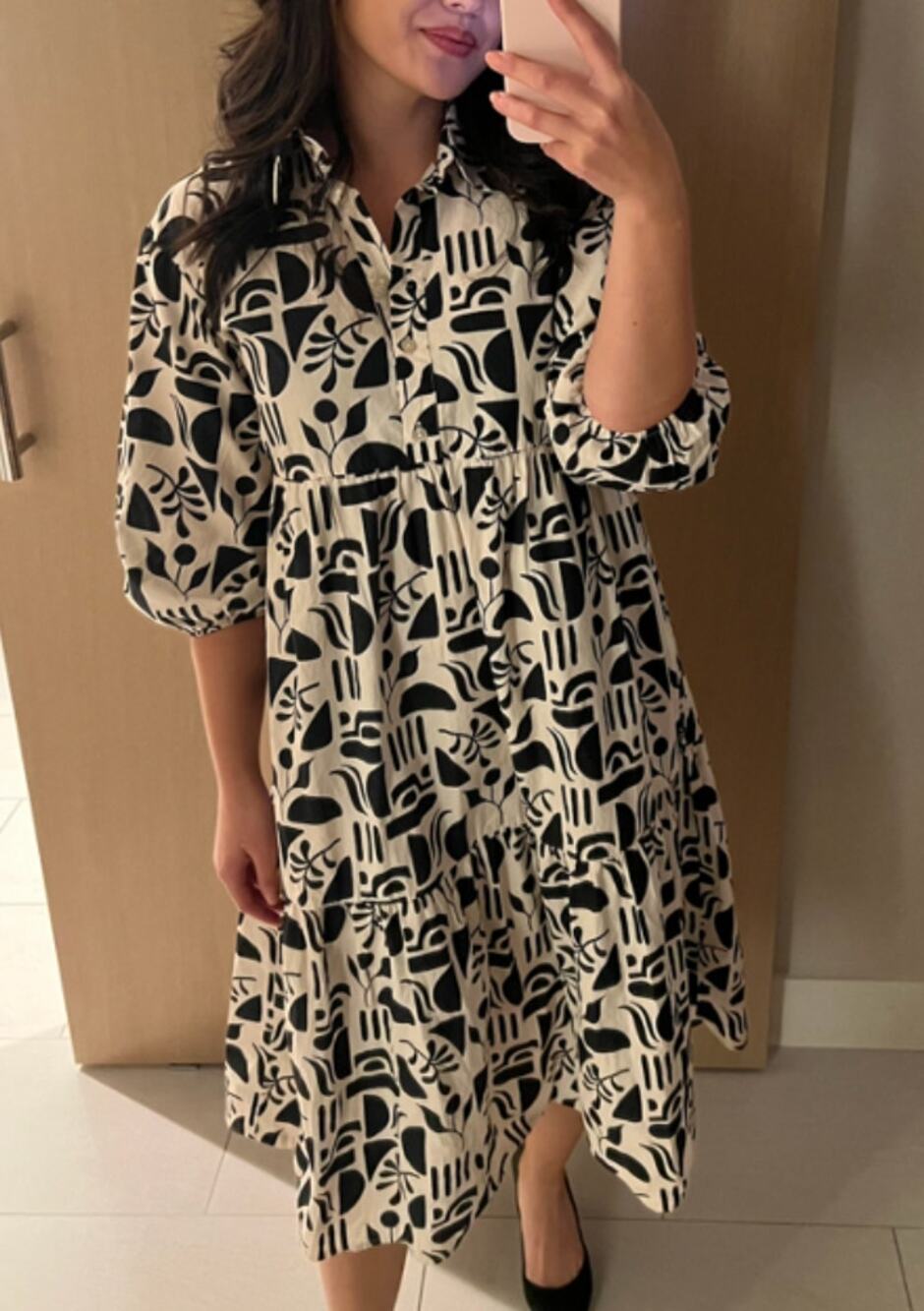 MAEVE The Bettina Tiered Shirt Dress in Black Size Medium